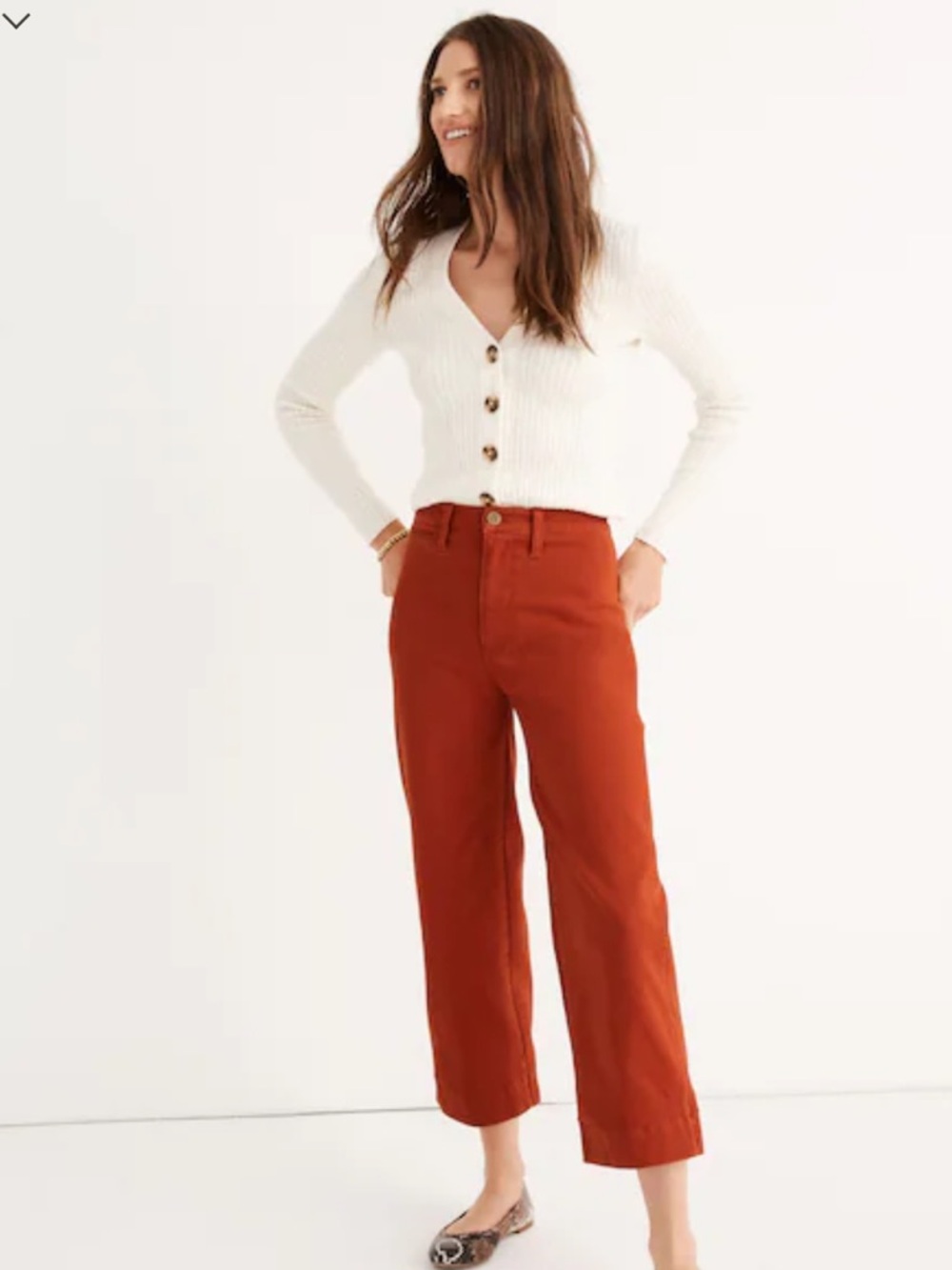 Madewell Cropped Wide-Leg Pants in Burnt Orange